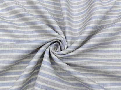 100% Pure Linen 60 LEA Shirting Fabric (Brown & Blue, Stripes)