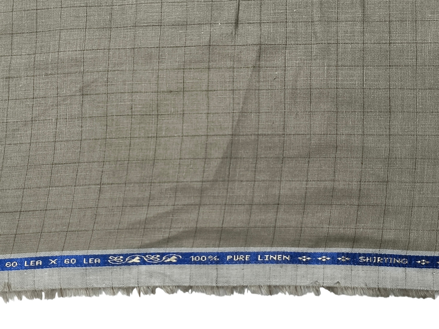 100% Pure Linen 60 LEA Shirting Fabric (Sage Green, Checks)