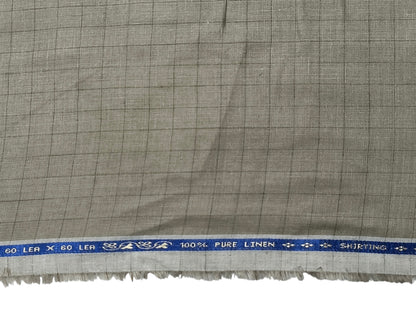 100% Pure Linen 60 LEA Shirting Fabric (Sage Green, Checks)