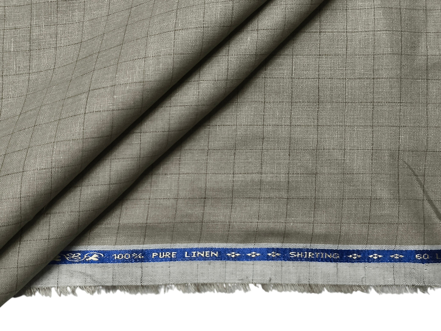 100% Pure Linen 60 LEA Shirting Fabric (Sage Green, Checks)