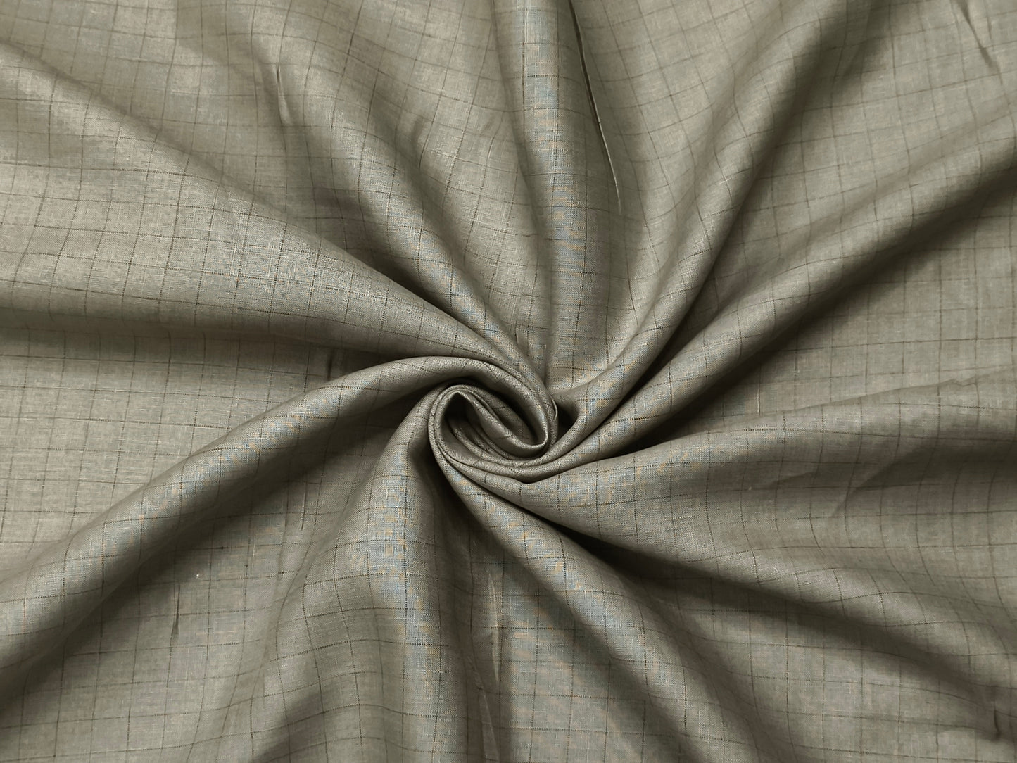 100% Pure Linen 60 LEA Shirting Fabric (Sage Green, Checks)