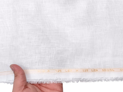 100% Pure Linen 125 LEA Shirting Fabric (White , Plain)