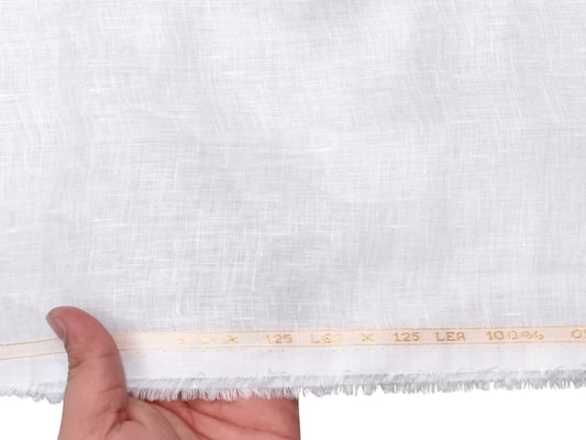 100% Pure Linen 125 LEA Shirting Fabric (White , Plain)