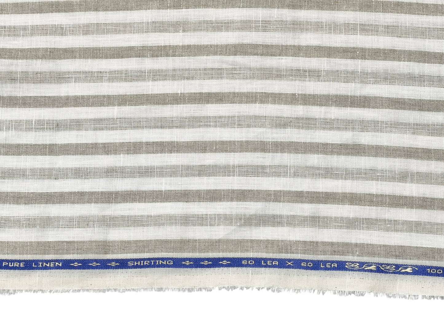 100% Pure Linen 60 LEA Shirting Fabric (Beige & Brown , Stripes)