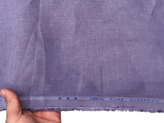 100% Pure European Linen 60 LEA Shirting Fabric (Light Violet, Plain)