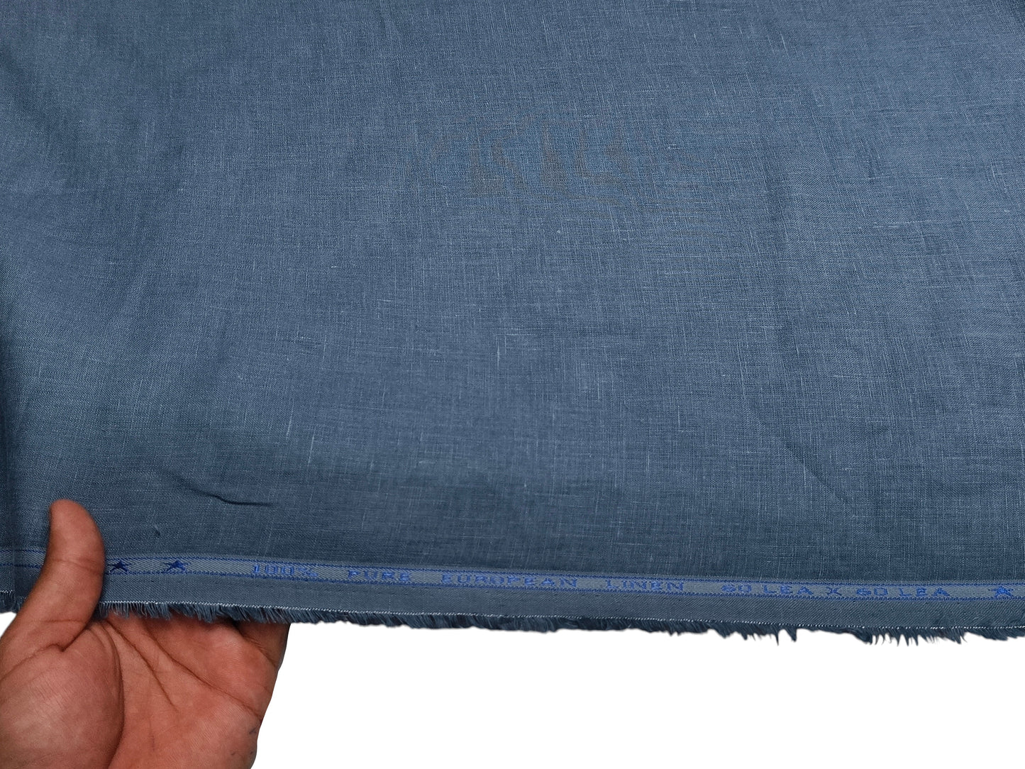 100% Pure European Linen 60 LEA Shirting Fabric (Light Prussian Blue, Plain)