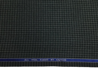 Raymond 100% Wool Premium Suiting Fabric (Green, Microchecks)