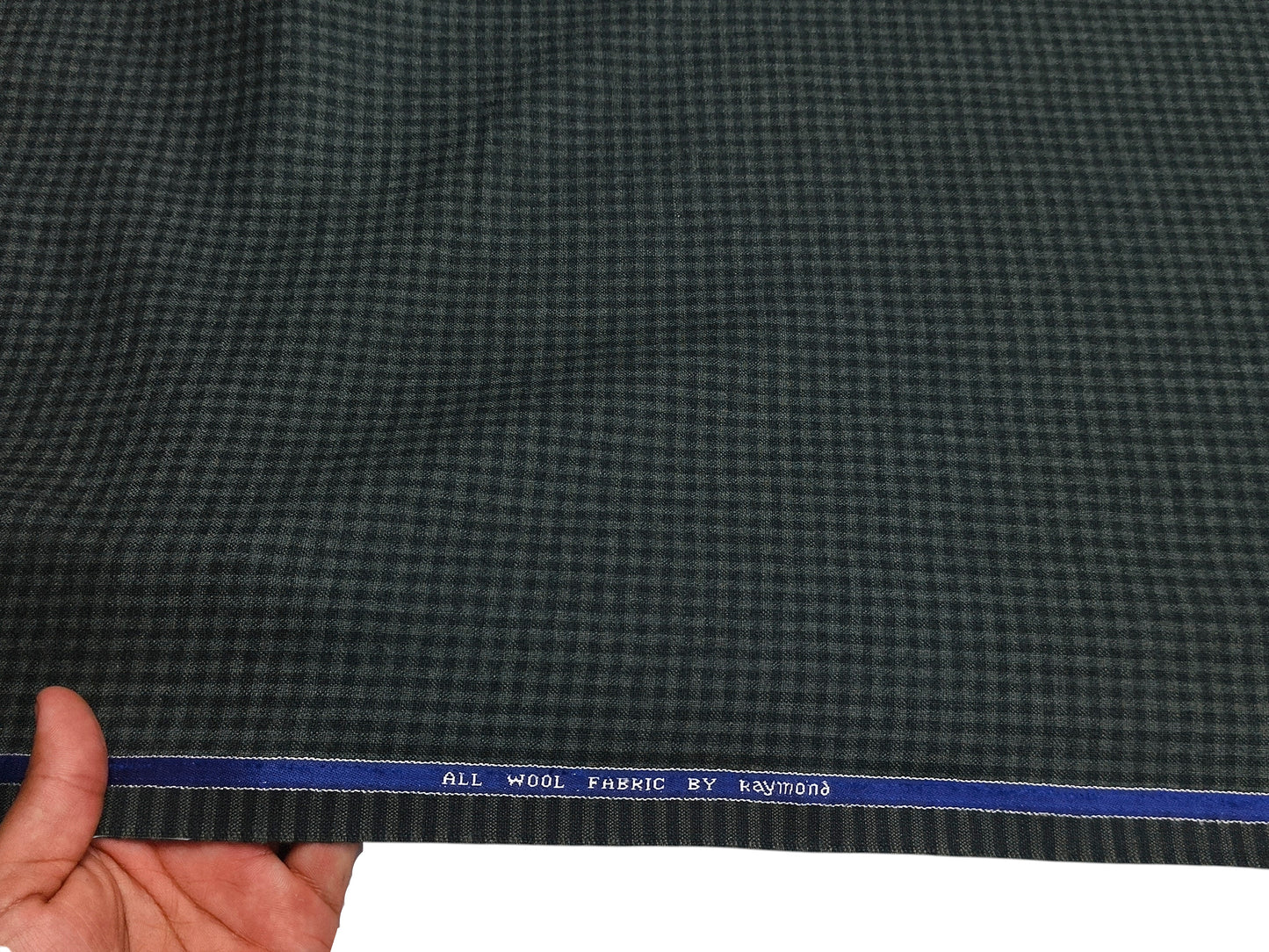 Raymond 100% Wool Premium Suiting Fabric (Green, Microchecks)