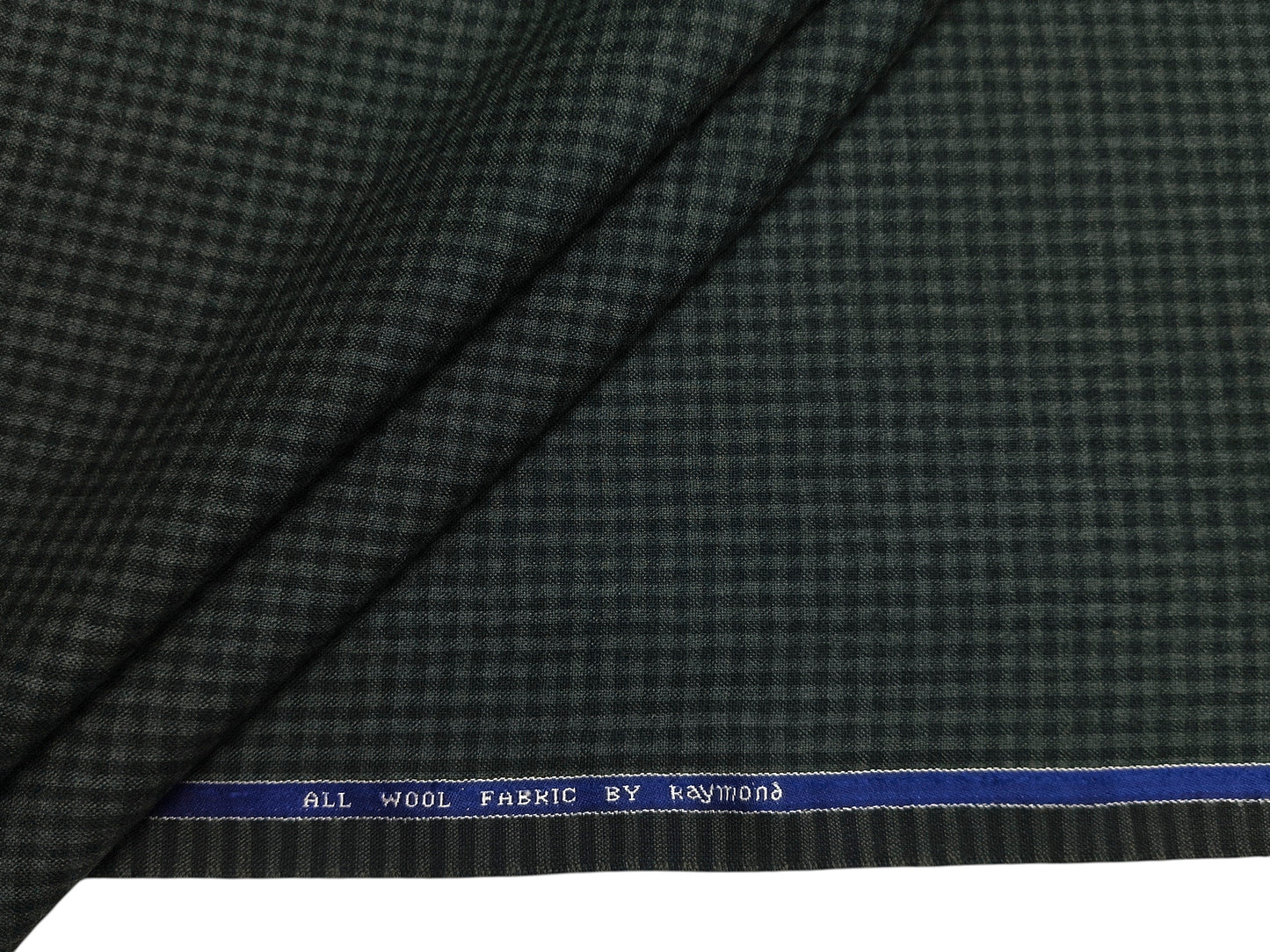 Raymond 100% Wool Premium Suiting Fabric (Green, Microchecks)