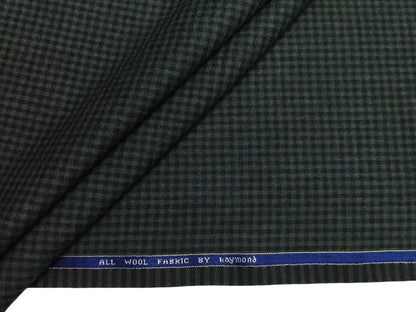 Raymond 100% Wool Premium Suiting Fabric (Green, Microchecks)