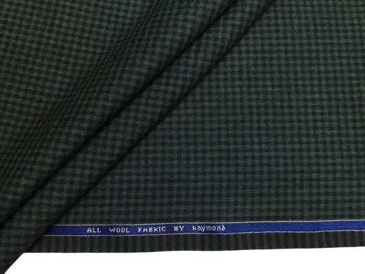 Raymond 100% Wool Premium Suiting Fabric (Green, Microchecks)