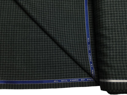 Raymond 100% Wool Premium Suiting Fabric (Green, Microchecks)
