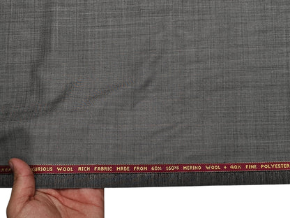 Raymond Super Luxe 60% Wool Super 160s Suiting Fabric (Grey, Self Design)