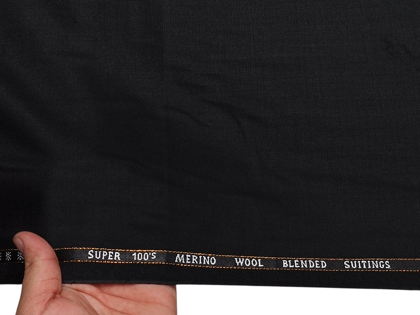 Canetti Italy Super 100s Merino Wool Blend Suiting Fabric (Black , Plain)