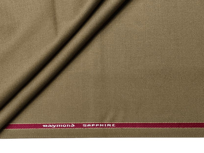 Raymond Sapphire Merino Wool Blended Suiting Fabric (Khaki Brown, Plain)