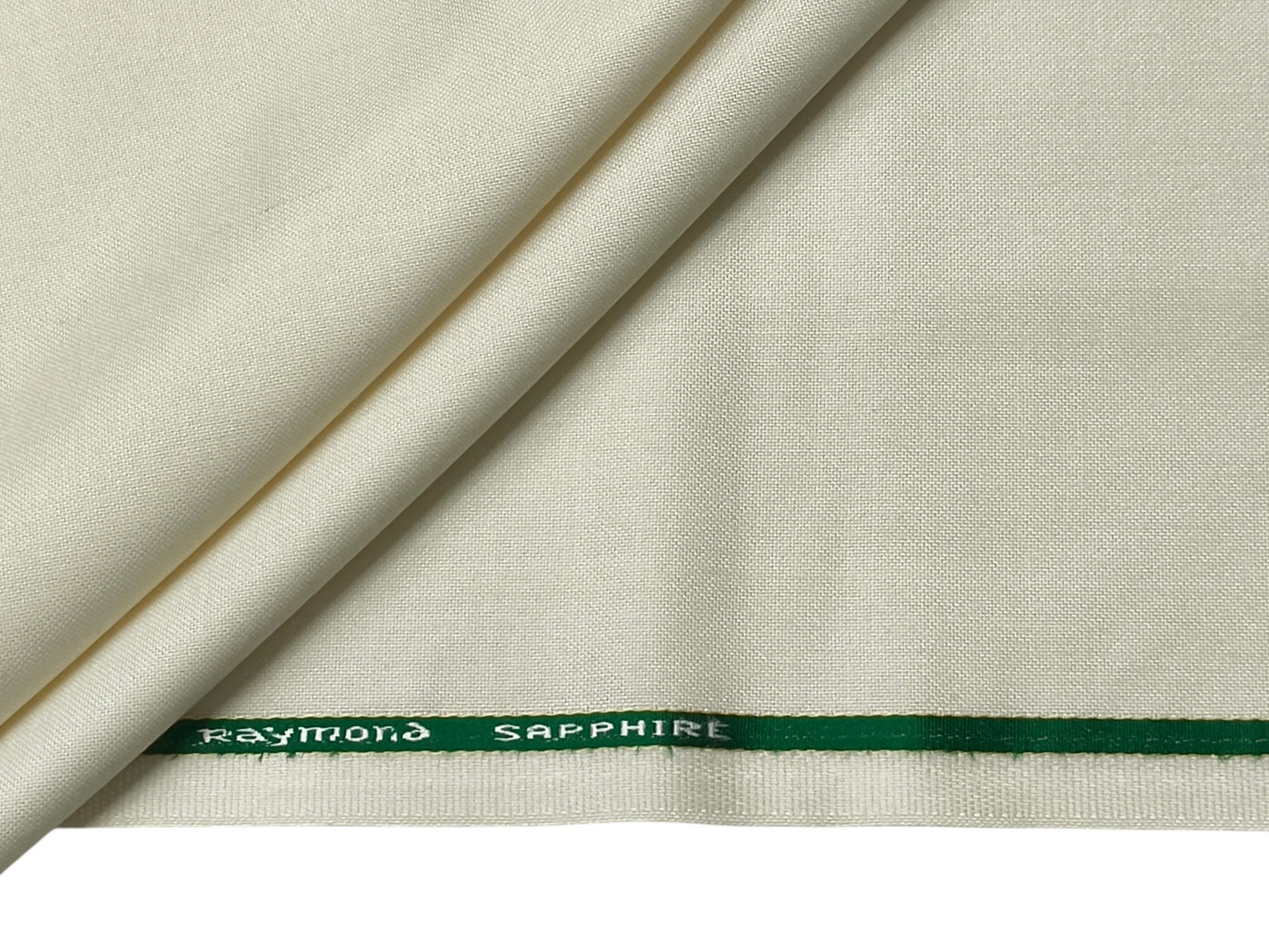 Raymond Sapphire Merino Wool Blended Suiting Fabric (Off White, Plain)
