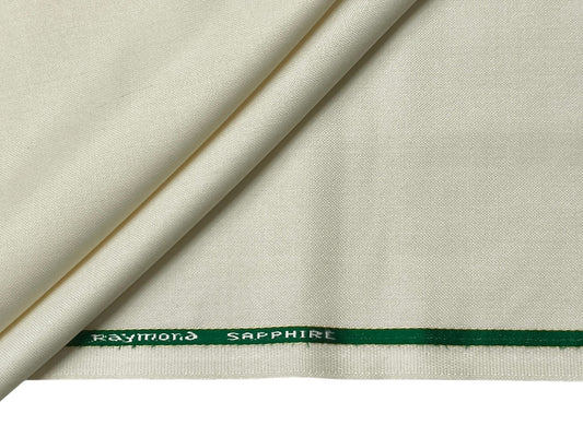 Raymond Sapphire Merino Wool Blended Suiting Fabric (Off White, Plain)