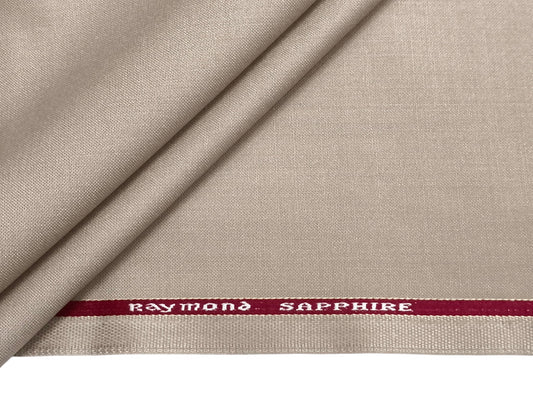 Raymond Sapphire Merino Wool Blended Suiting Fabric (Light Beige, Plain)