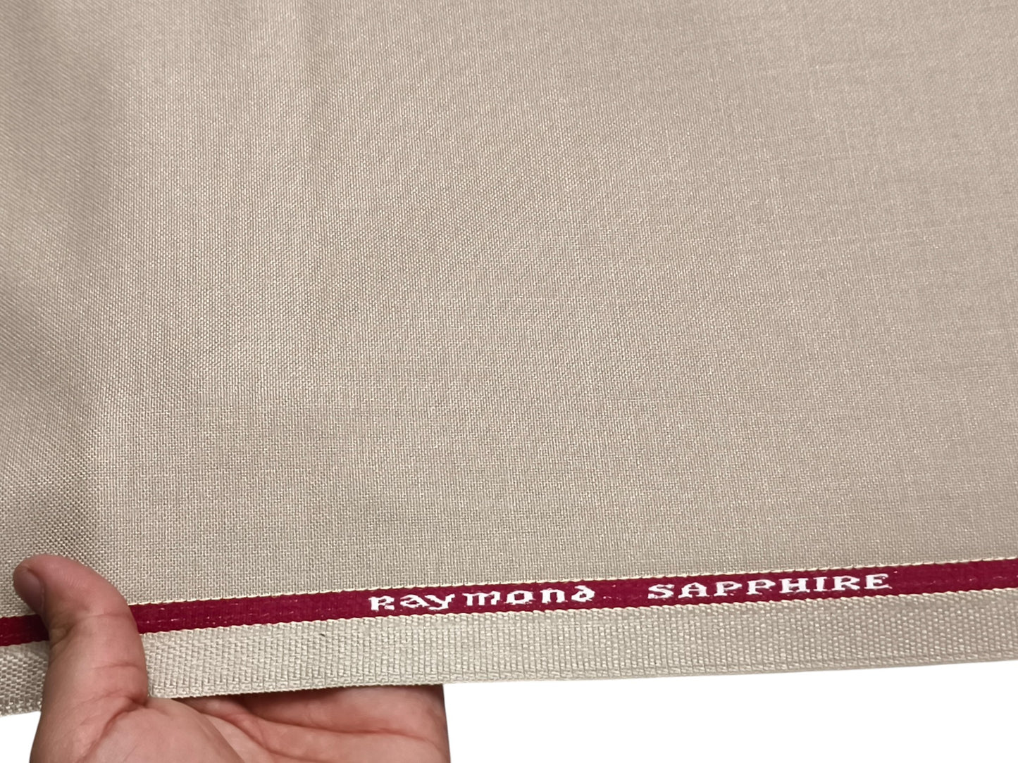 Raymond Sapphire Merino Wool Blended Suiting Fabric (Light Beige, Plain)