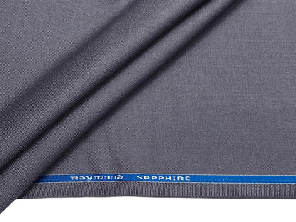 Raymond Sapphire Merino Wool Blended Suiting Fabric (Steel Grey, Plain)