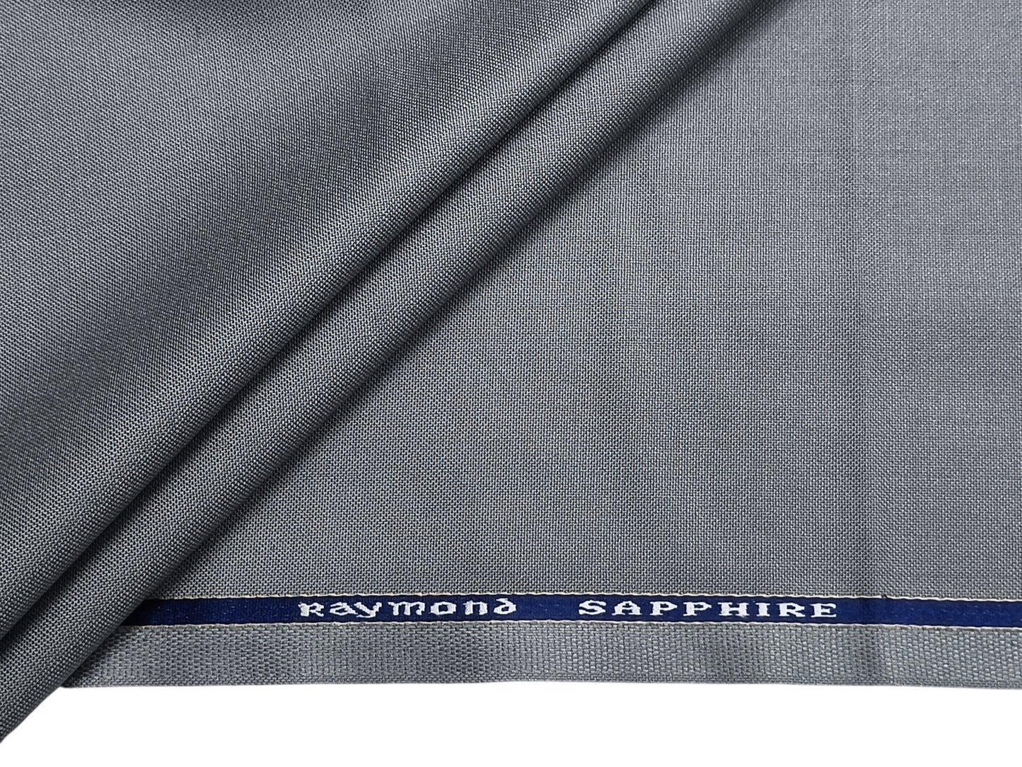 Raymond Sapphire Merino Wool Blended Suiting Fabric (Light Grey, Plain)