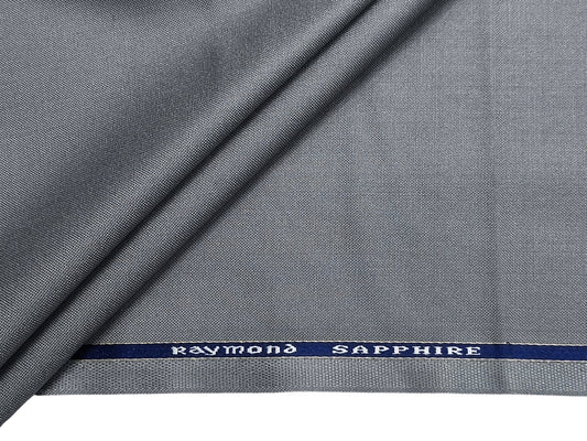 Raymond Sapphire Merino Wool Blended Suiting Fabric (Light Grey, Plain)