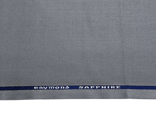 Raymond Sapphire Merino Wool Blended Suiting Fabric (Light Grey, Plain)