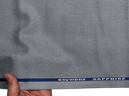 Raymond Sapphire Merino Wool Blended Suiting Fabric (Light Grey, Plain)