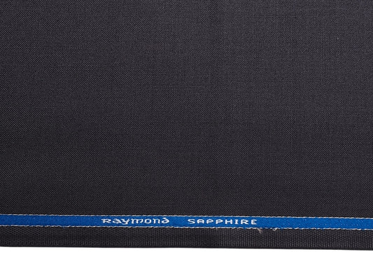 Raymond Sapphire Merino Wool Blended Suiting Fabric (Dark Grey, Plain)