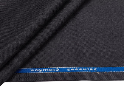 Raymond Sapphire Merino Wool Blended Suiting Fabric (Dark Grey, Plain)