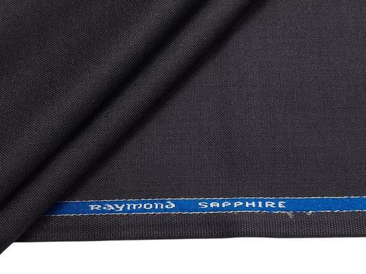 Raymond Sapphire Merino Wool Blended Suiting Fabric (Dark Grey, Plain)