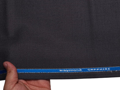 Raymond Sapphire Merino Wool Blended Suiting Fabric (Dark Grey, Plain)
