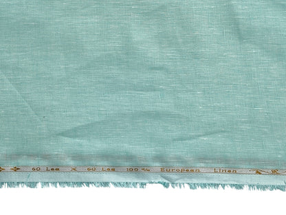 100% Pure European Linen 60 LEA Shirting Fabric (Aqua Green, Plain)