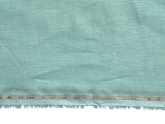 100% Pure European Linen 60 LEA Shirting Fabric (Aqua Green, Plain)