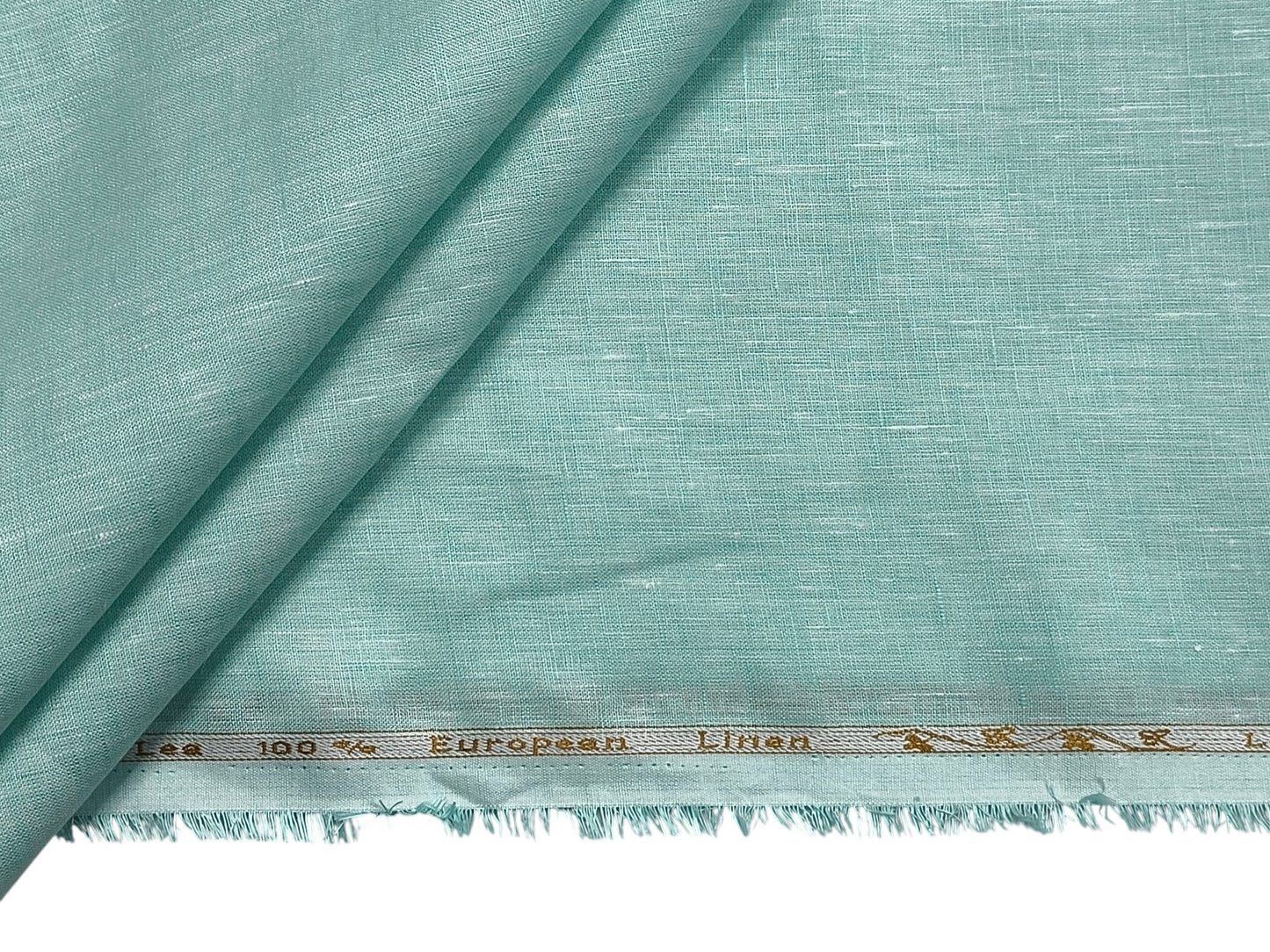 100% Pure European Linen 60 LEA Shirting Fabric (Aqua Green, Plain)