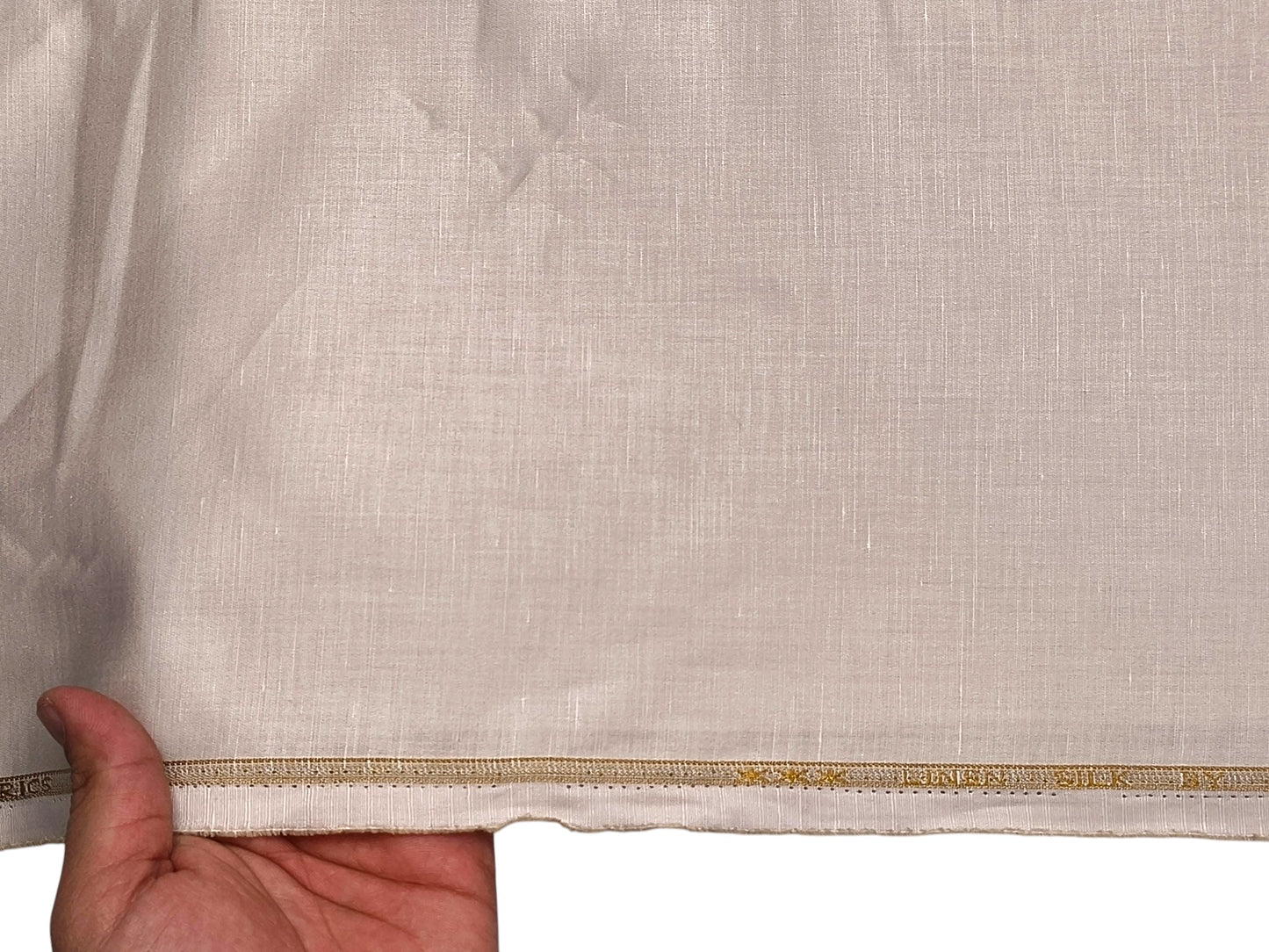 Premium Linen Silk Shirting Fabric (Beige, Plain)