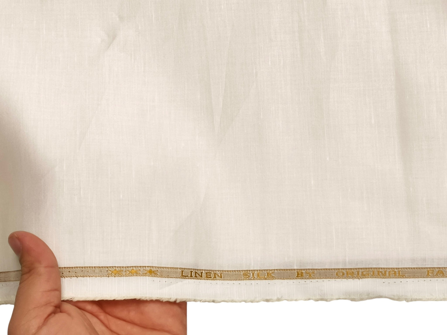Premium Linen Silk Blended Shirting Fabric (Cream, Plain)