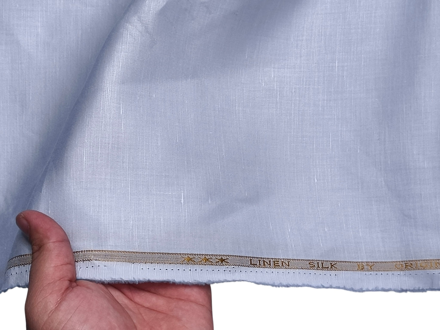 Premium Linen Silk Blended Shirting Fabric (Blue, Plain)