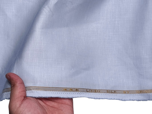 Premium Linen Silk Blended Shirting Fabric (Blue, Plain)