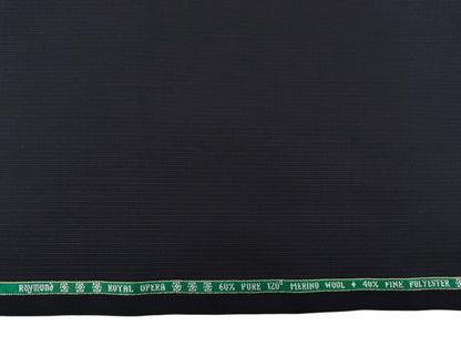 Raymond Royal Opera 60% Wool Super 120s Suiting Fabric (Black, Subtle Pinstripes)
