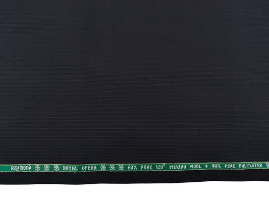 Raymond Royal Opera 60% Wool Super 120s Suiting Fabric (Black, Subtle Pinstripes)