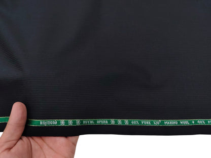 Raymond Royal Opera 60% Wool Super 120s Suiting Fabric (Black, Subtle Pinstripes)