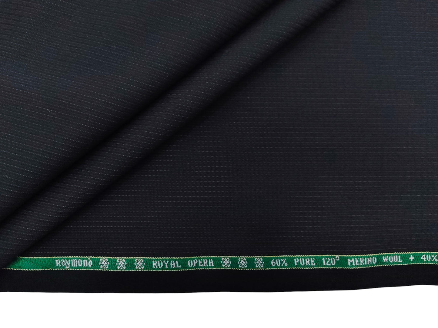 Raymond Royal Opera 60% Wool Super 120s Suiting Fabric (Black, Subtle Pinstripes)