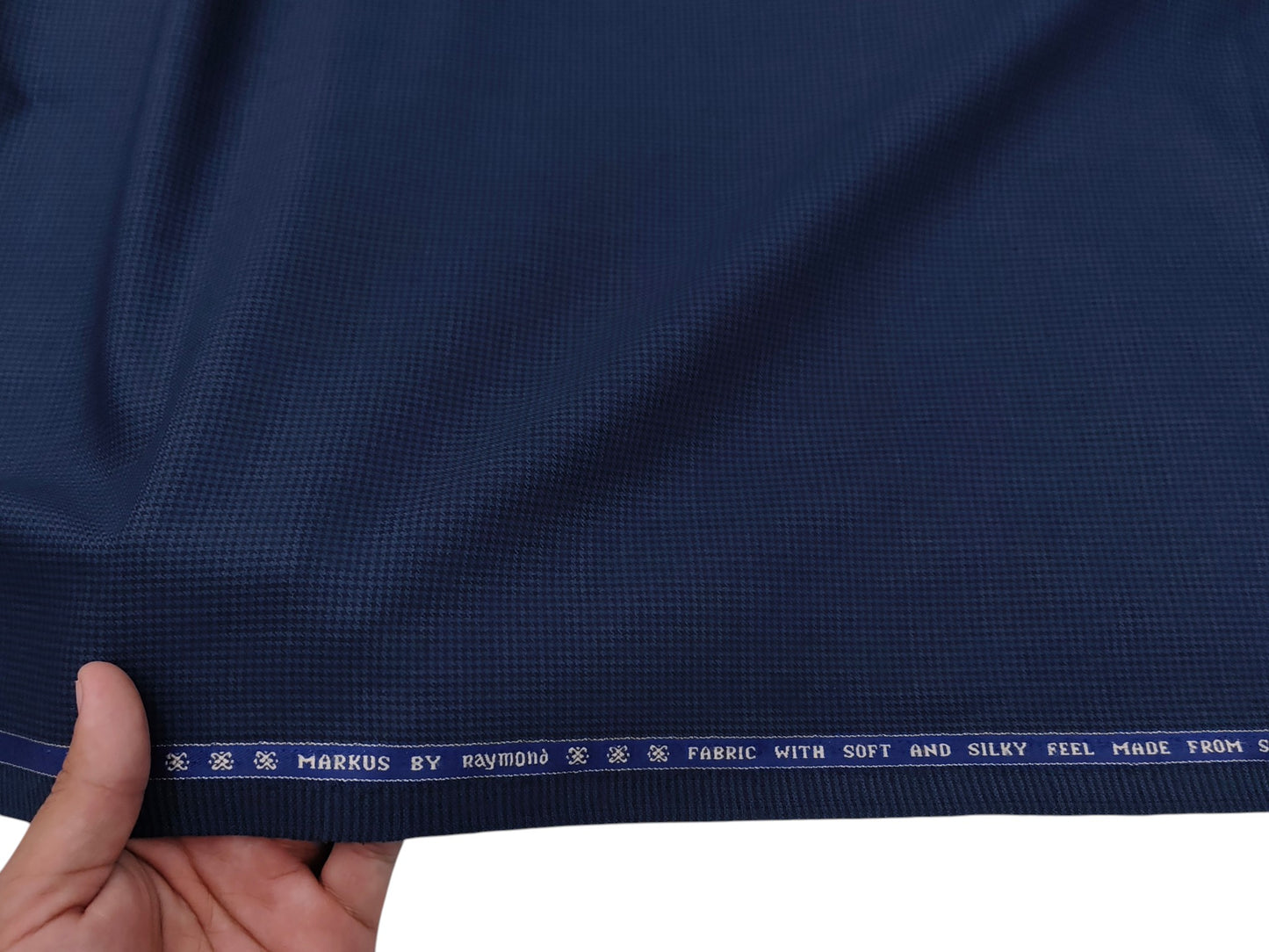 Raymond Markus Super 70s Premium Suiting Fabric (Blue, Houndstooth Pattern)
