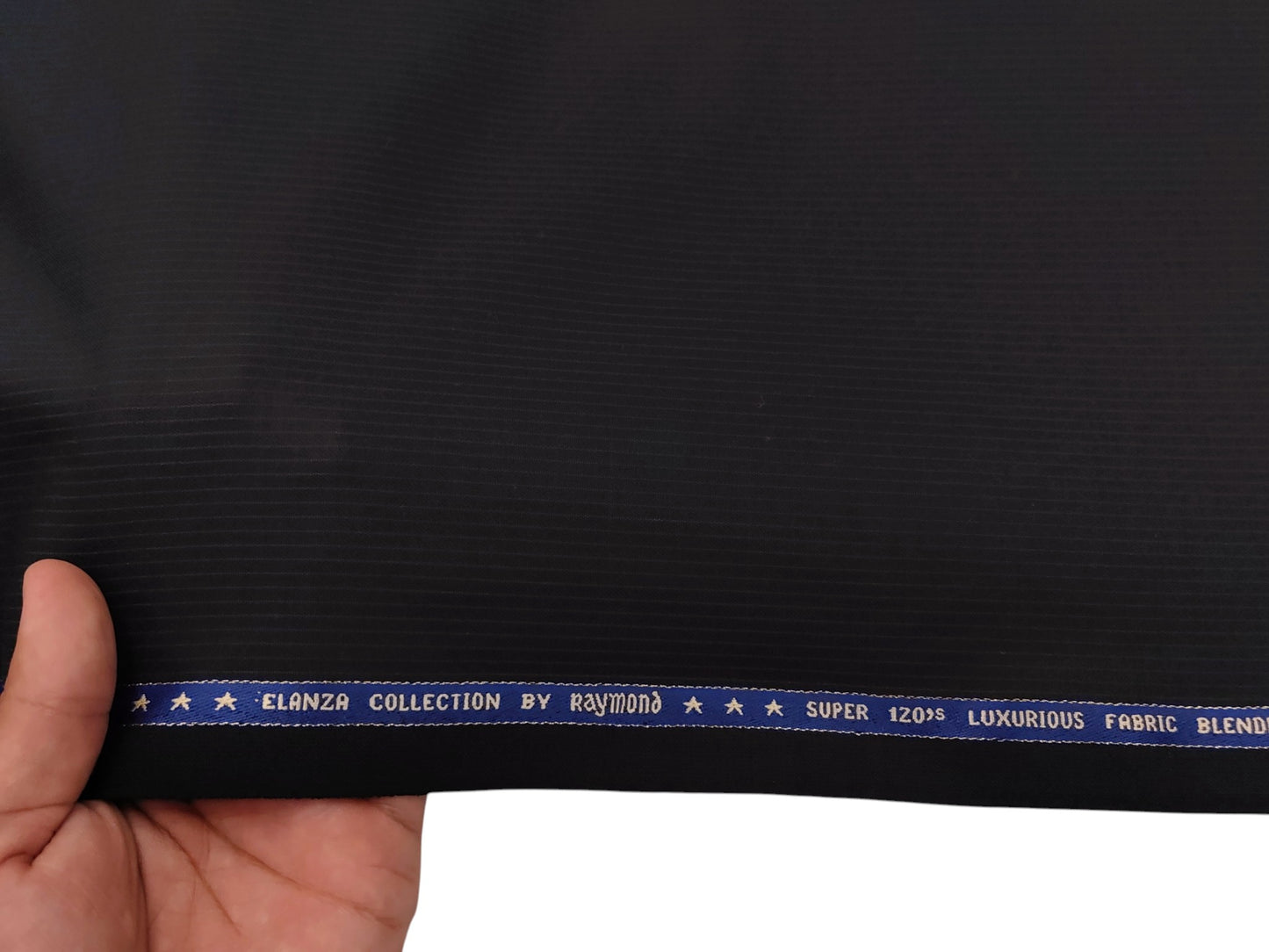 Raymond The Elanza Collection 70% Wool Super 120s Suiting Fabric (Black, Subtle Pinstripes)
