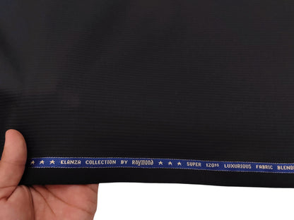 Raymond The Elanza Collection 70% Wool Super 120s Suiting Fabric (Black, Subtle Pinstripes)