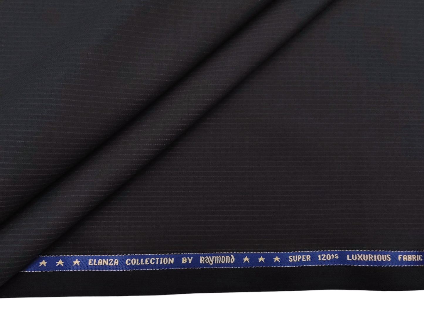 Raymond The Elanza Collection 70% Wool Super 120s Suiting Fabric (Black, Subtle Pinstripes)