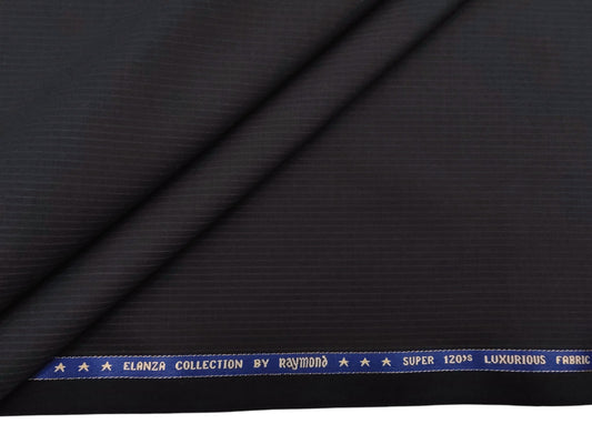 Raymond The Elanza Collection 70% Wool Super 120s Suiting Fabric (Black, Subtle Pinstripes)