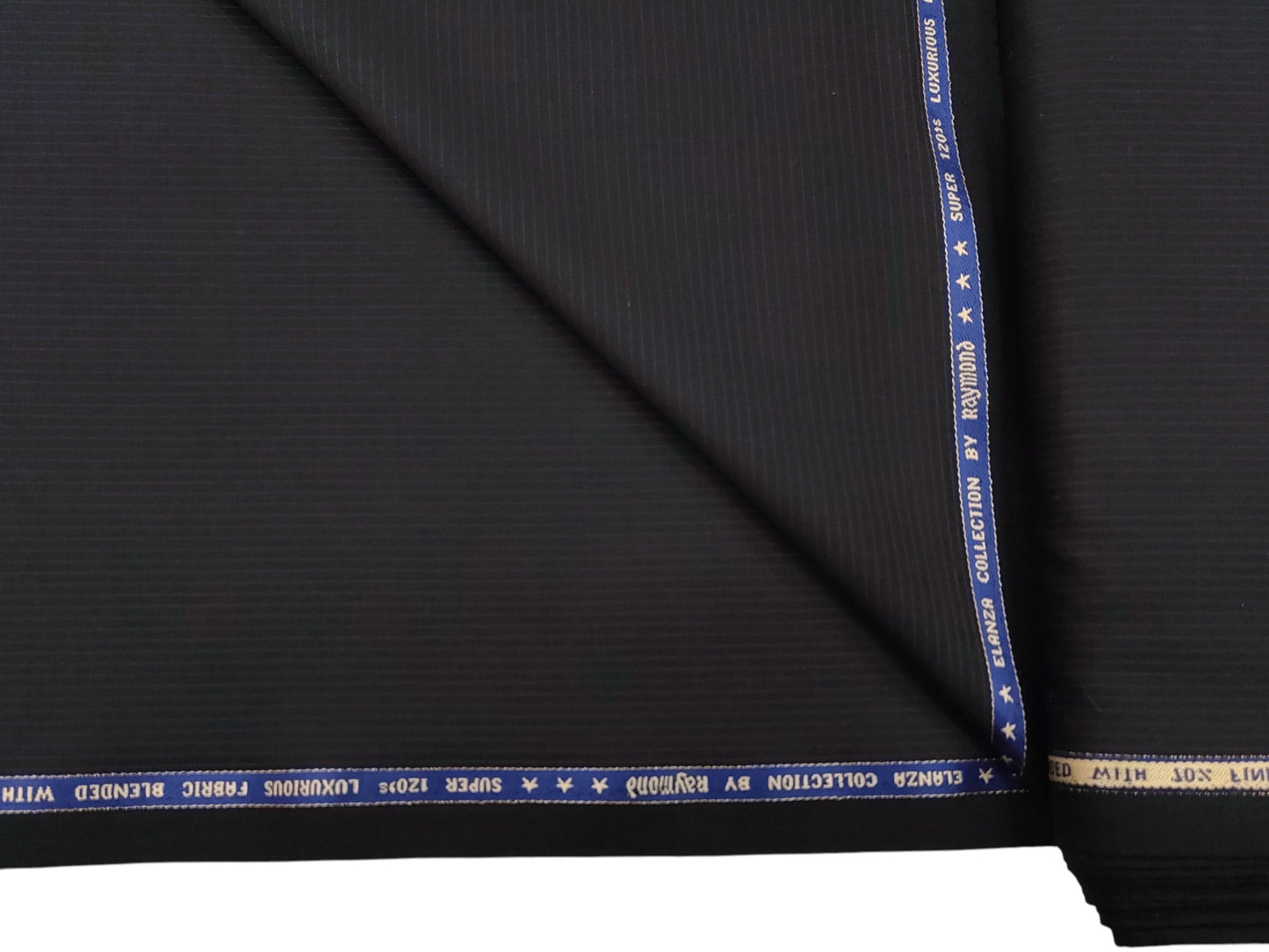Raymond The Elanza Collection 70% Wool Super 120s Suiting Fabric (Black, Subtle Pinstripes)