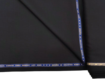 Raymond The Elanza Collection 70% Wool Super 120s Suiting Fabric (Black, Subtle Pinstripes)